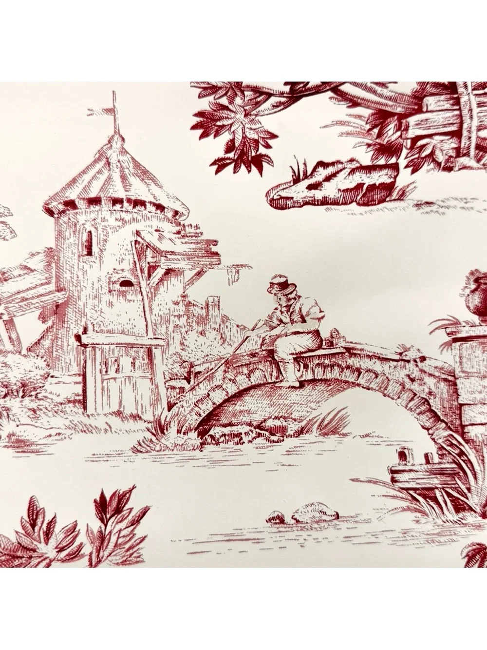 Stroheim & Romann Vintage Wallpaper Les Toiles IV Design White Burgundy Classic